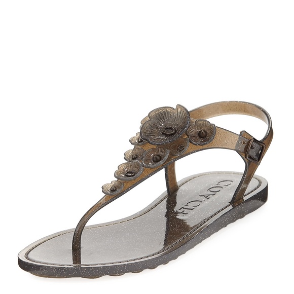 Coach Shoes - Coach thong Tea Rose Jelly flat Sandal black New